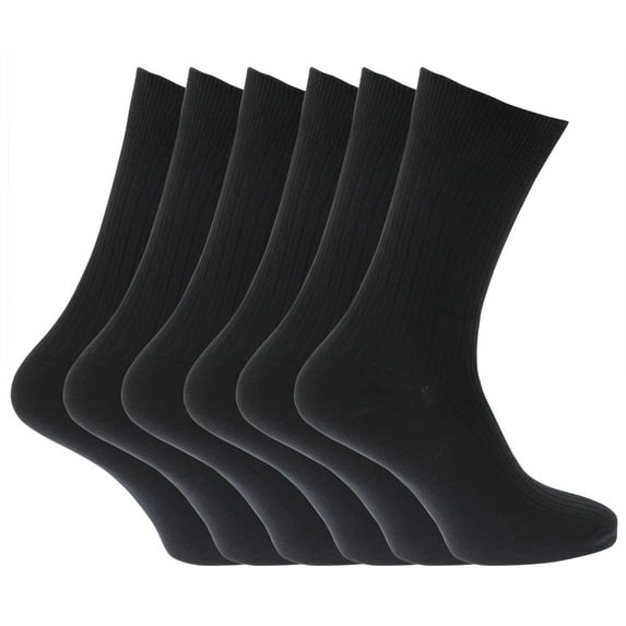 Mens 100% Cotton Non Elastic Top Gentle Grip Socks (Pack Of 6)