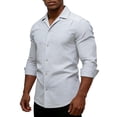 thumbnail image 1 of Mens 100% Cotton Oxford Shirt Long Sleeve formal Cuba Dress Shirts for Men Button Down Work Casual Shirt Size 2XL Gray, 1 of 7