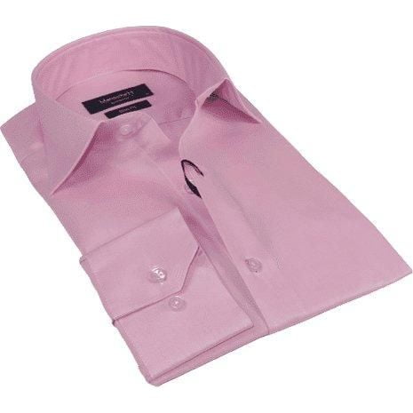 Mens 100% Cotton Oxford Shirt Manschett by Quesste Turkey Slim Fit 4029-02 Pink