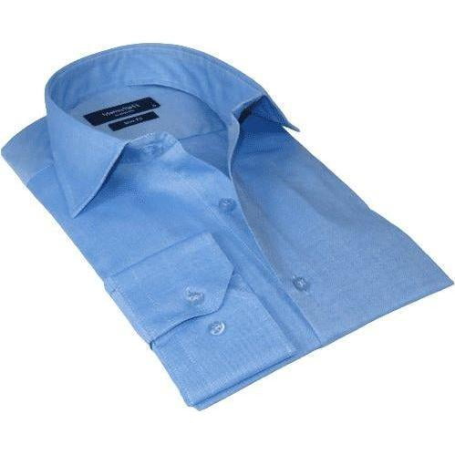 Mens 100% Cotton Shirt From Turkey Manschett by Quesste Slim Fit 4029-08 Blue