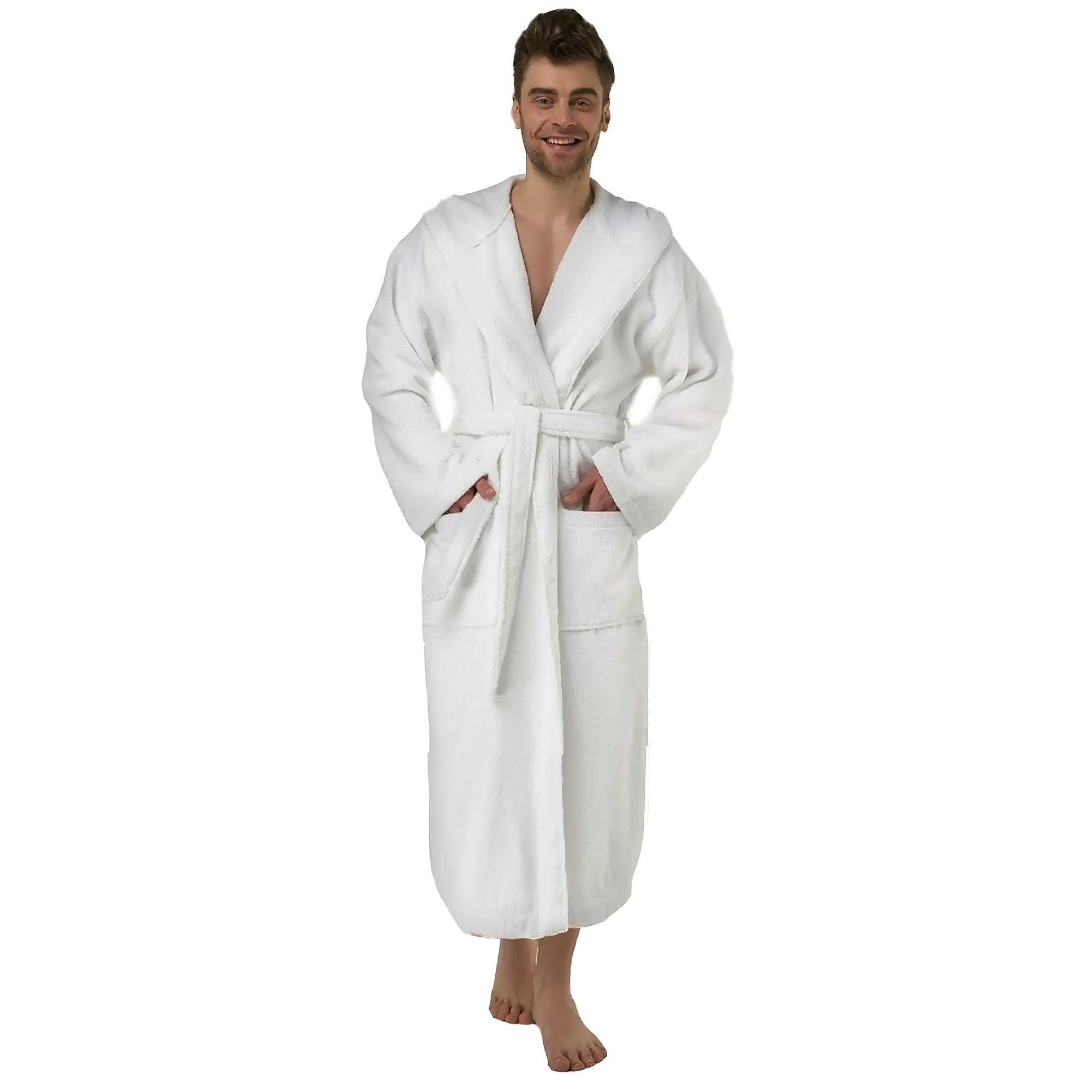 Mens 100% Cotton White Hooded Terry Cloth Robe. Size XL Spa & Resort ...