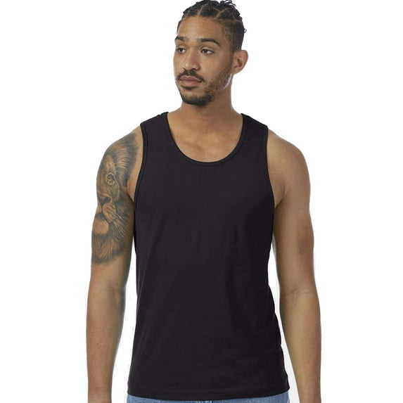 Mens 100% Cotton Yoga Tank Top Shirt, Large Black