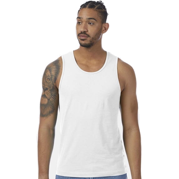 Mens 100% Cotton Yoga Tank Top Shirt, Small White