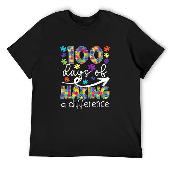 Mens 100 Days Of Making A Difference Sped Teacher Autism Kids T-Shirt Black 4X-Large