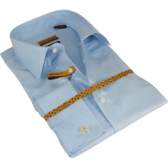 Mens 100% Egyptian Cotton Shirt French Cuffs Wrinkle resistance Enzo 61102 Blue