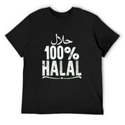 Mens 100% Halal: Ramadan Muslim Kosher Gift Idea T-Shirt Black 4X-Large