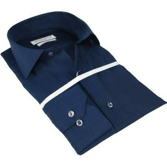 Mens 100% Italian Cotton Shirt High Quality Non Iron SORRENTO Turkey 4746 Navy