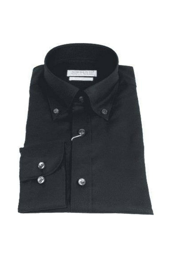 Mens 100% Italian Cotton Shirt Non Iron SORRENTO Button Down Oxford 4531 Black