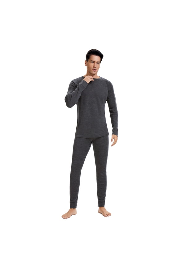 Mens 100% Merino Wool Base Layer Sets for Ski Lightweight Thermal Underwear