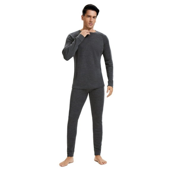 Mens 100% Merino Wool Base Layer Sets for Ski Lightweight Thermal Underwear