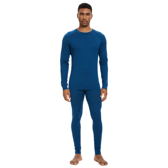 Woolcano Men’s 100% Merino Wool Base Layer Set Lightweight Thermal Underwear for Ski Winter Outdoor Sports