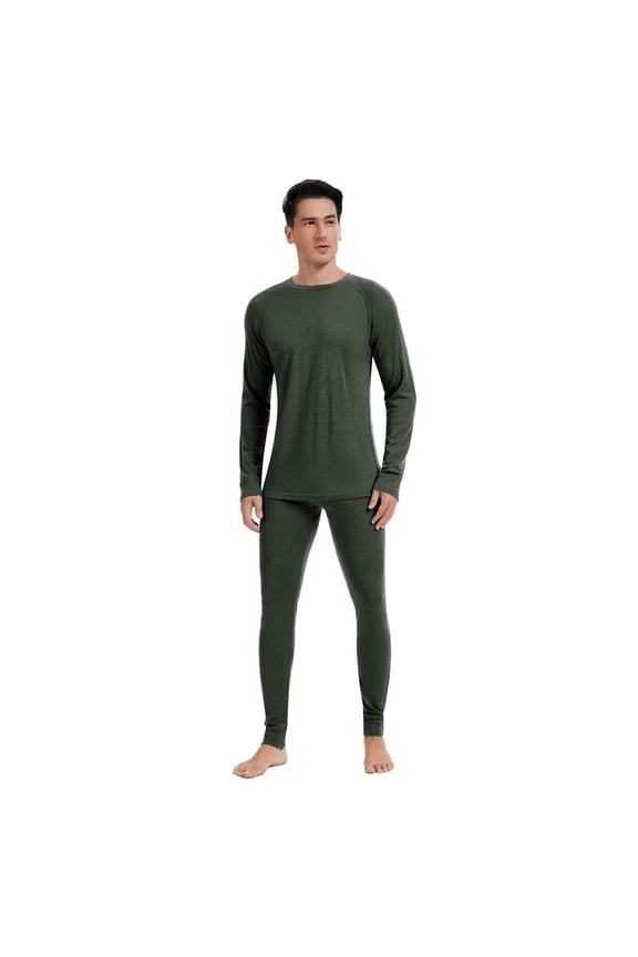 Mens 100% Merino Wool Base Layer Sets for Ski Lightweight Thermal Underwear
