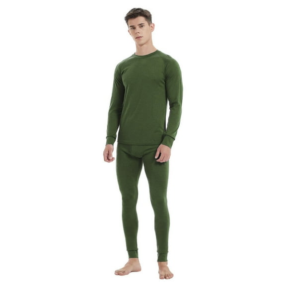 Mens 100% Merino Wool Base Layer Sets for Ski Midweight Thermal Underwear Top Bottom