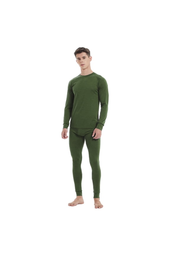 Mens 100% Merino Wool Base Layer Sets for Ski Midweight Thermal Underwear Top Bottom