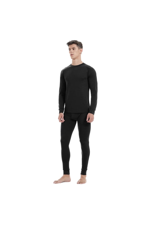 Mens 100% Merino Wool Base Layer Sets for Ski Midweight Thermal Underwear Top Bottom