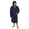 thumbnail image 1 of Mens 100% Terry Cotton Toweling Bathrobe Dressing Robe Hooded Navy XXL, 1 of 8