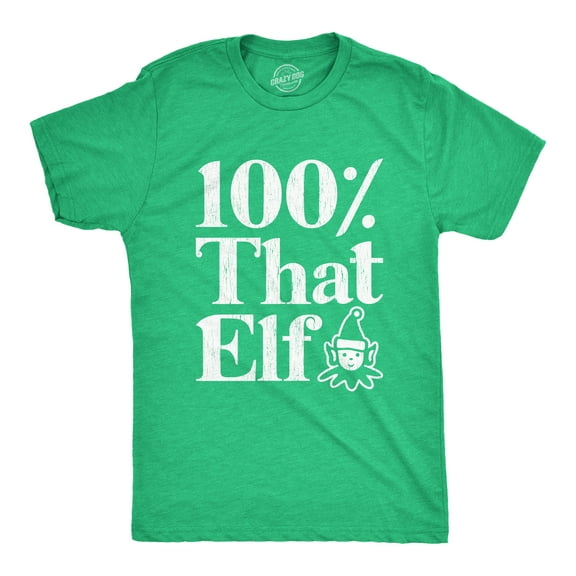 Mens 100% That Elf T Shirt Funny Christmas Party Santas Helper Graphic Novelty Tee Graphic Tees