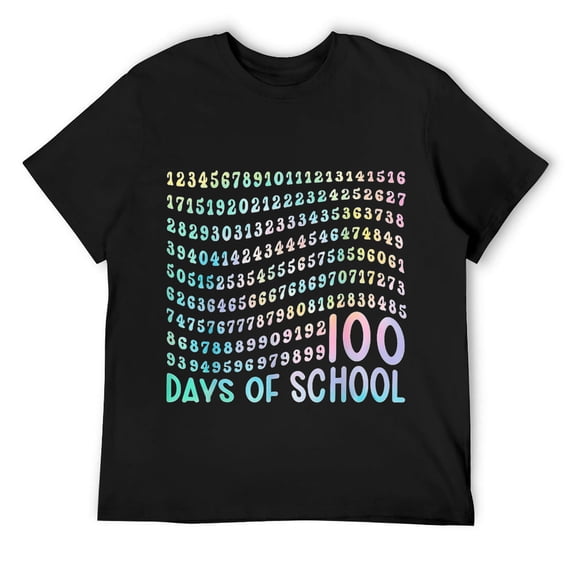 Mens 100th day of school teacher kids 100 days math numbers T-Shirt Black