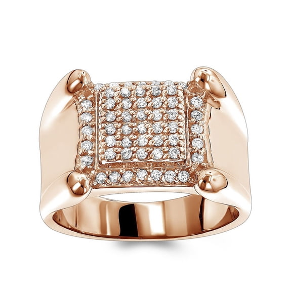 Mens 10K Round Natural 0.8 Ctw Diamond Dainty Ring (Rose Gold Size 12)