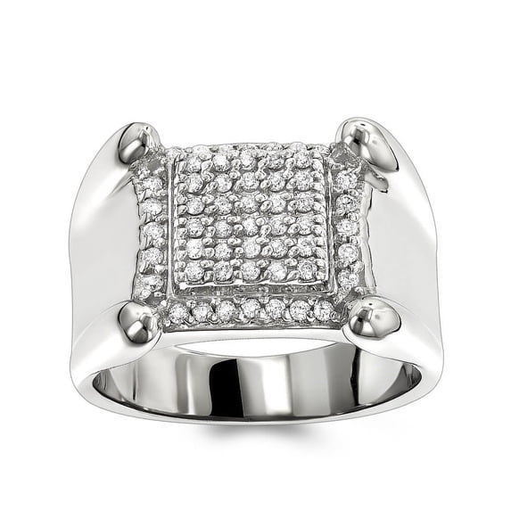 Mens 10K Round Natural 0.8 Ctw Diamond Dainty Ring (White Gold Size 6)