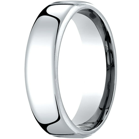 Mens 10K White Gold, 6.5mm London Couture Comfort-Fit Wedding Band (sz 12)