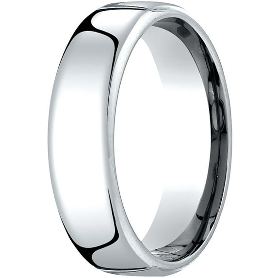 Mens 10K White Gold, 6.5mm London Couture Comfort-Fit Wedding Band (sz 6)