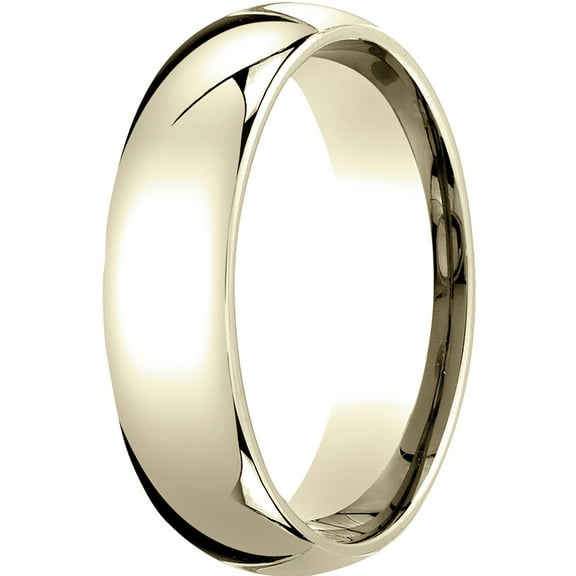 Mens 10K Yellow Gold, 6mm Slightly Domed Standard Comfort-Fit Wedding Band (sz 6)