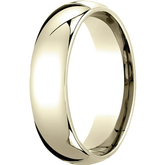 Mens 10K Yellow Gold, 6mm Slightly Domed Standard Comfort-Fit Wedding Band (sz 7)