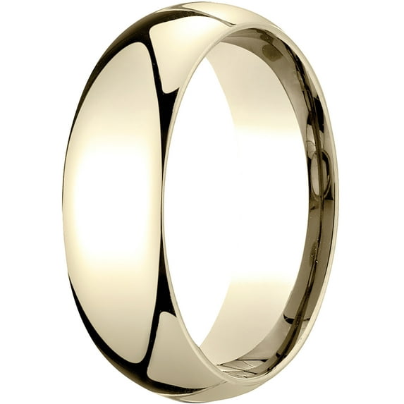 Mens 10K Yellow Gold, 7mm Slightly Domed Standard Comfort-Fit Wedding Band (sz 7)