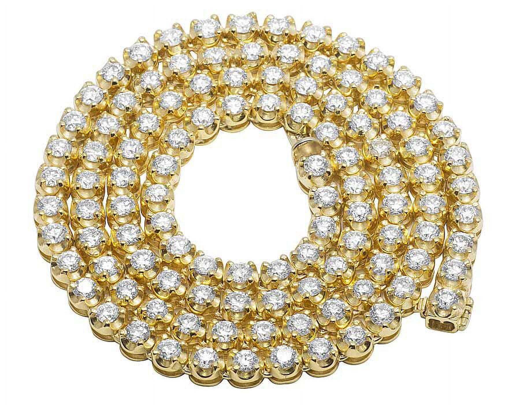 Mens 10K Yellow Gold Genuine Diamond 5MM Tennis Chain Necklace 27