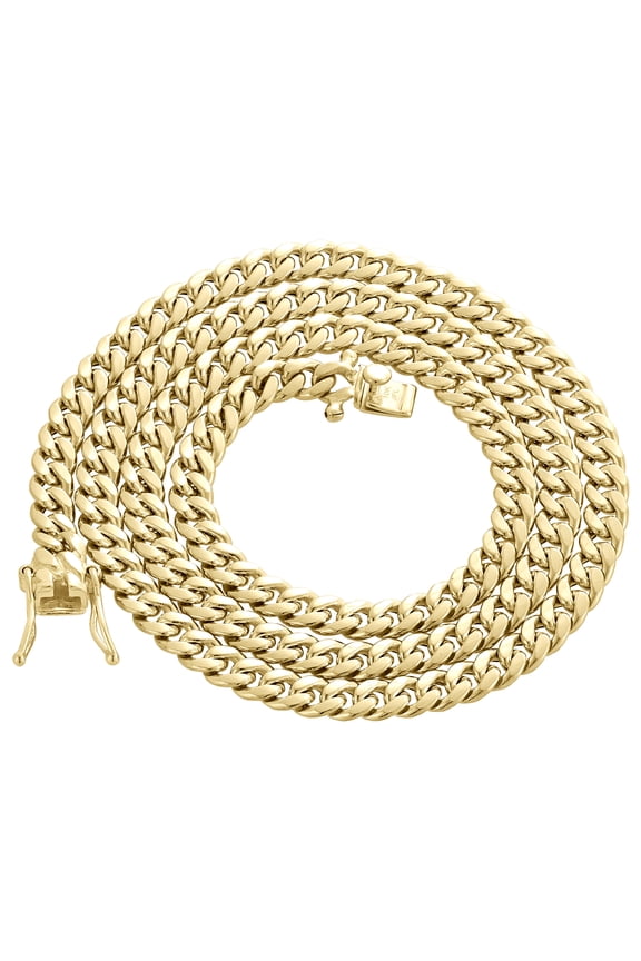 Mens 10K Yellow Gold Hollow Miami Cuban Link Chain 5.50mm Box Clasp 20 Inches