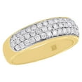 thumbnail image 1 of Mens 10K Yellow Gold Round Diamond Dome Wedding Band Pave 3 Row Ring 6.75mm 1 Ct, 1 of 5