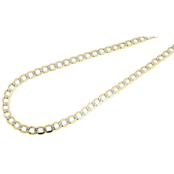 Mens 10k Yellow Gold Diamond Cut Curb Cuban Chain Necklace 4.50 mm 20 Inches