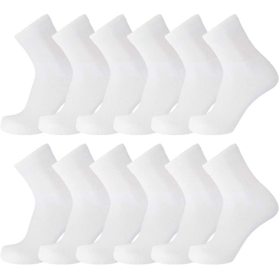 Mens 12 Pack Ankle Socks - White