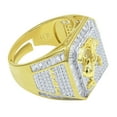 thumbnail image 1 of Mens 14K Gold Finish Aquarius Water Zodiac Sign Astrology Horoscope Ring Baguette & Round Cut Simulated Diamond Band, 1 of 5