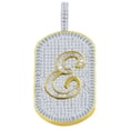 thumbnail image 1 of Mens 14K Gold Finish Baguette/Round Cut Simulated Diamond Initial Letters Alphabet " E " Pendent Charm 2'', 1 of 5