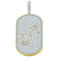 thumbnail image 1 of Mens 14K Gold Finish Baguette/Round Cut Simulated Diamond Initial Letters Alphabet " S " Pendent Charm 2'', 1 of 5