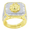 thumbnail image 1 of Mens 14K Gold Finish Leo Lion Zodiac Sign Astrology Horoscope Band Baguette & Round Cut Simulated Diamond Ring, 1 of 5