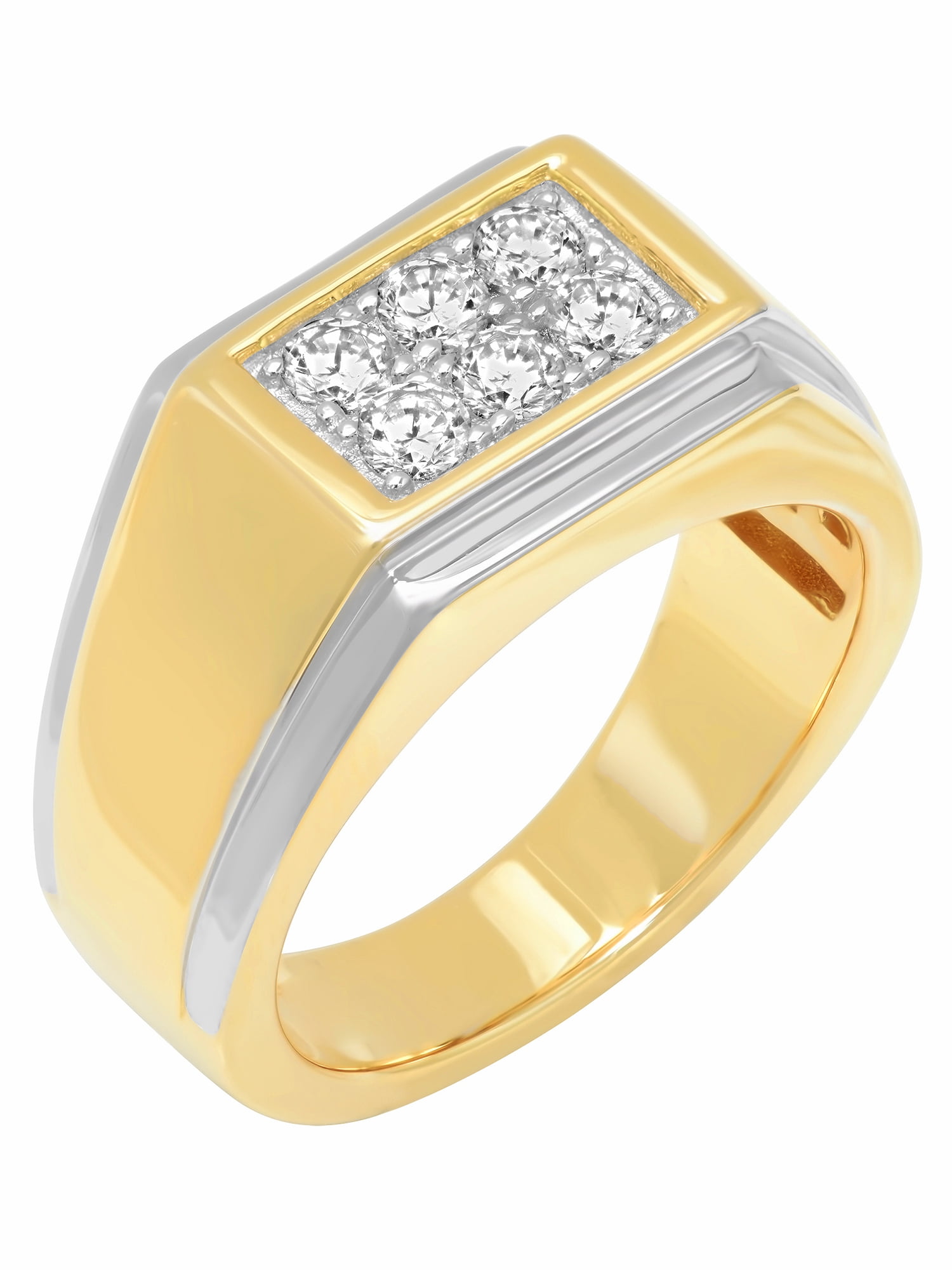 Mens 14K Gold Plated Sterling Silver Cubic Zirconia - Mens Ring
