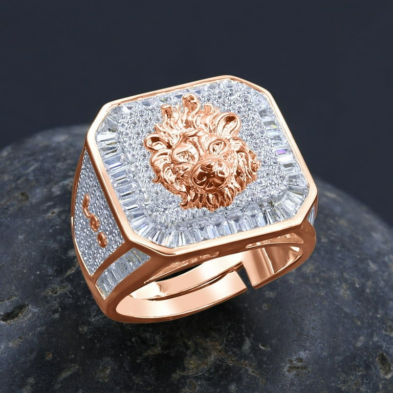 Leo Ring Stone For Leo Zodiac Sign Mens 14K Rose Gold Finish Leo - Main Image