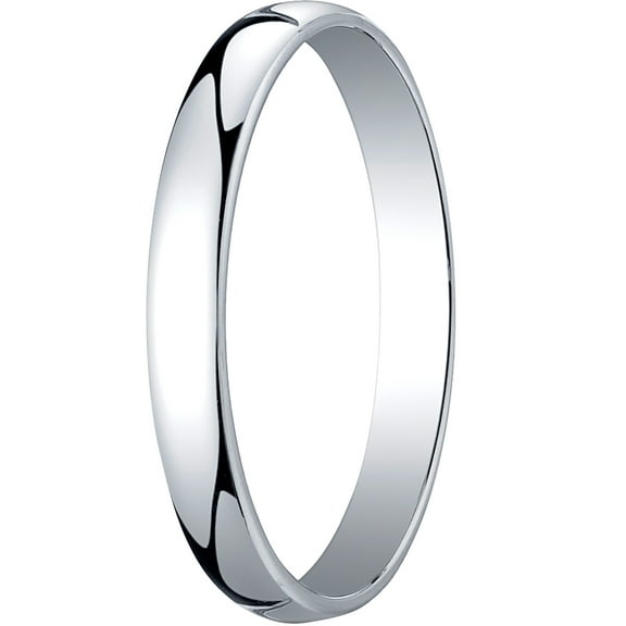 Mens 14K White Gold, 3.0mm Low Dome Light Wedding Band (sz 5.5)