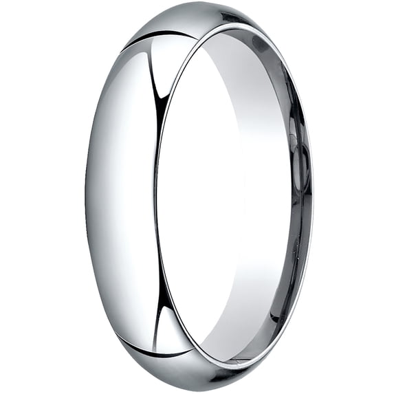 Mens 14K White Gold, 5.0mm High Dome Heavy Comfort-Fit Wedding Band (sz 6)