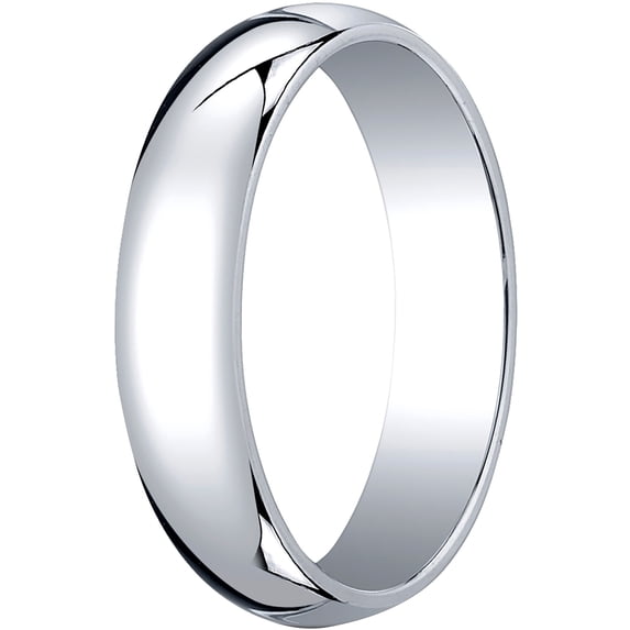 Mens 14K White Gold, 5.0mm Traditional Dome Oval Wedding Band (sz 7)