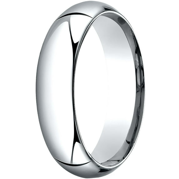 Mens 14K White Gold, 6.0mm High Dome Heavy Comfort-Fit Wedding Band (sz 5)