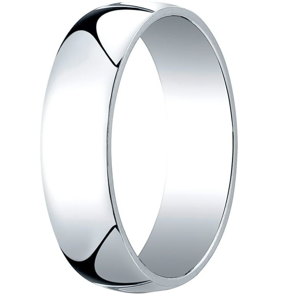 Mens 14K White Gold, 6.0mm Low Dome Light Wedding Band (sz 5)