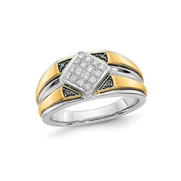Gem & Harmony Mens 14K White and Yellow Gold 1/3 Carat (Ctw) Diamond Ring for Men