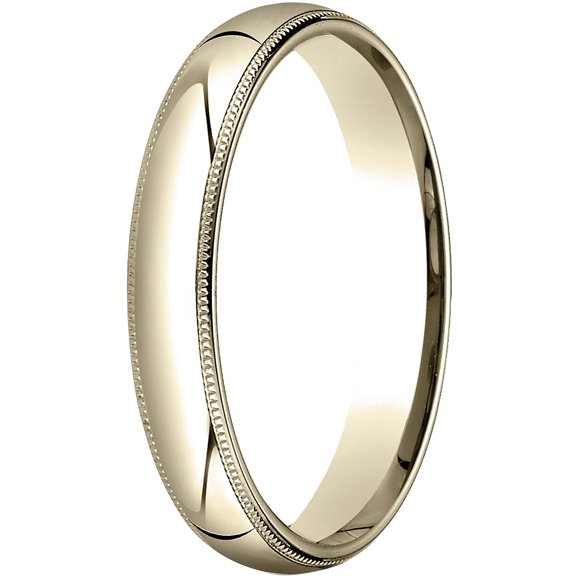 Mens 14K Yellow Gold, 4mm Slightly Domed Comfort-Fit Wedding Band with Milgrain (sz 14.5)