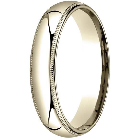 Mens 14K Yellow Gold, 5mm Slim Profile Comfort-Fit Wedding Band with Milgrain (sz 4)