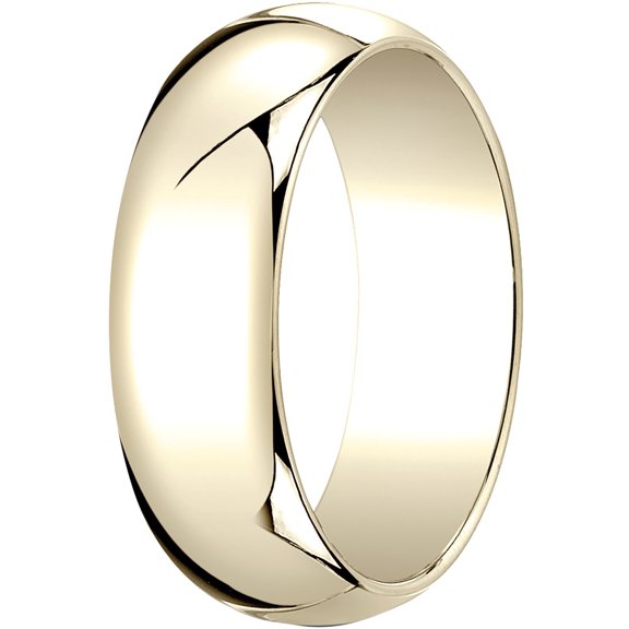Mens 14K Yellow Gold, 7.0mm Traditional Dome Oval Wedding Band (sz 4)