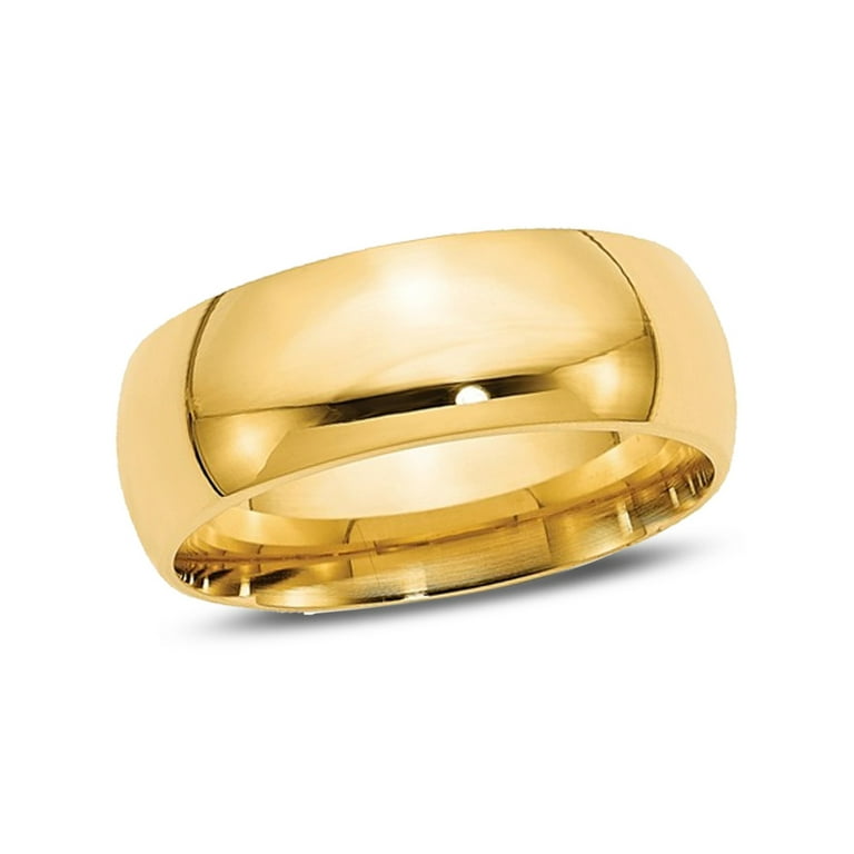 14K Yellow Gold Men's Comfort Fit Wedding Band Ring 8mm, Jewelry